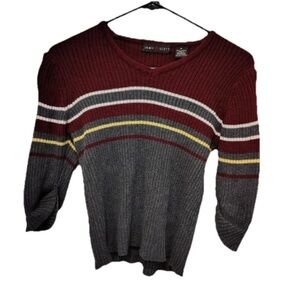 Jamie Scott Y2K Striped 90s Fitted Sweater Women M Crew Neck Cotton Grunge Punk